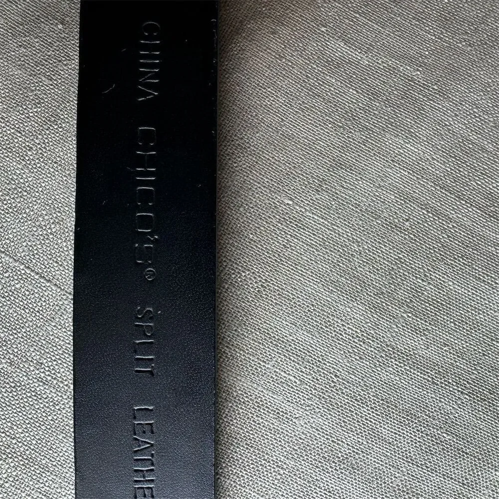 Chico's Women's Black Leather Belt Silver Claw Hook Buckle Size S/M